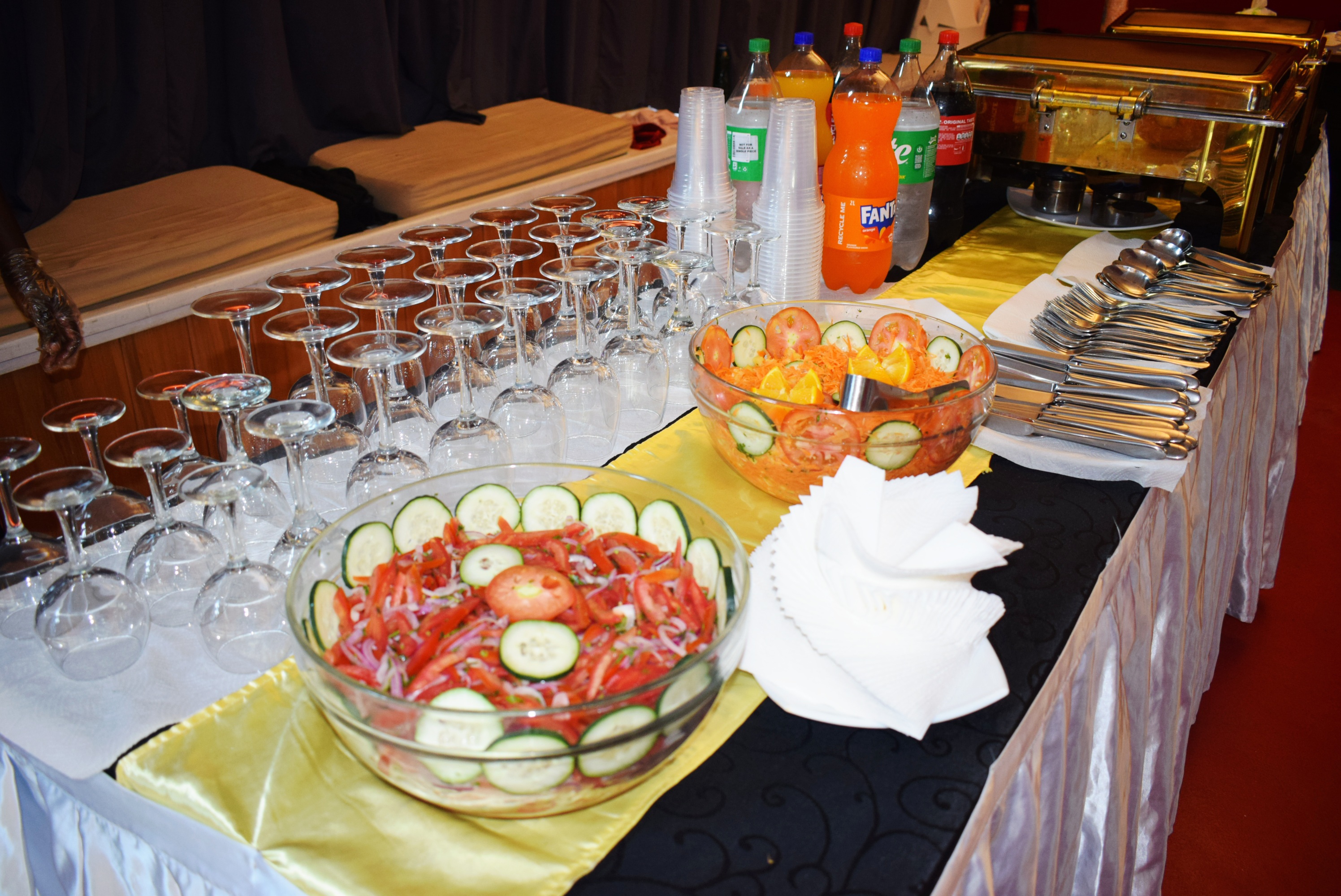 Buffet table with salads