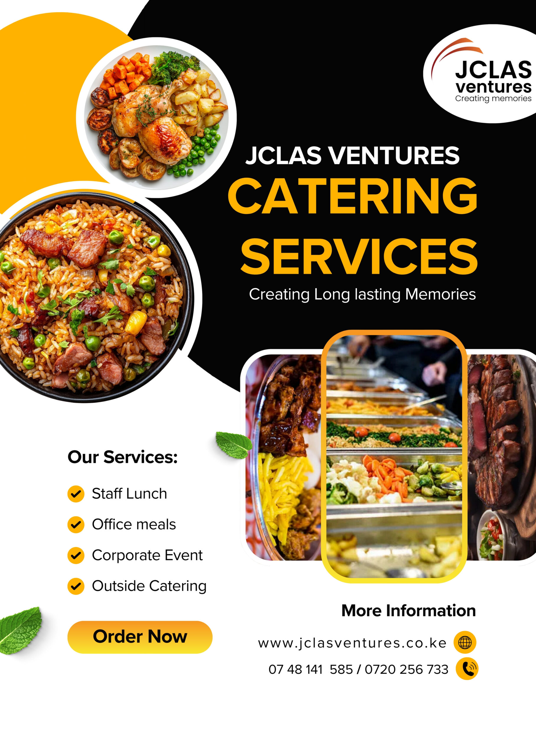 black yellow modern catering services instagram post